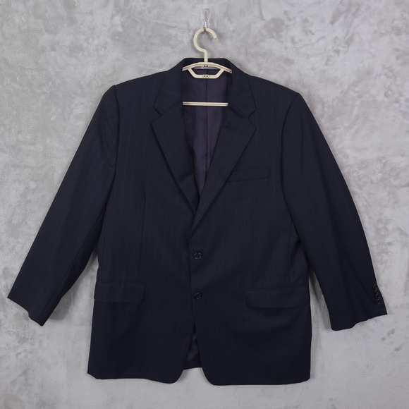 Hickey Freeman Blazer Mens Size 44R Loro Piana Tasmanian 130s Charcoal Pinstripe